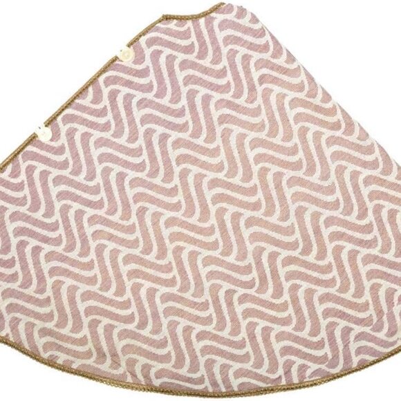 VHC Brands Magdalene 48” Christmas Tree Skirt – Rose Gold & White with Gold Trim - Picture 2 of 3
